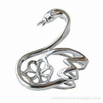 solid 925 sterling silver swan pendant setting